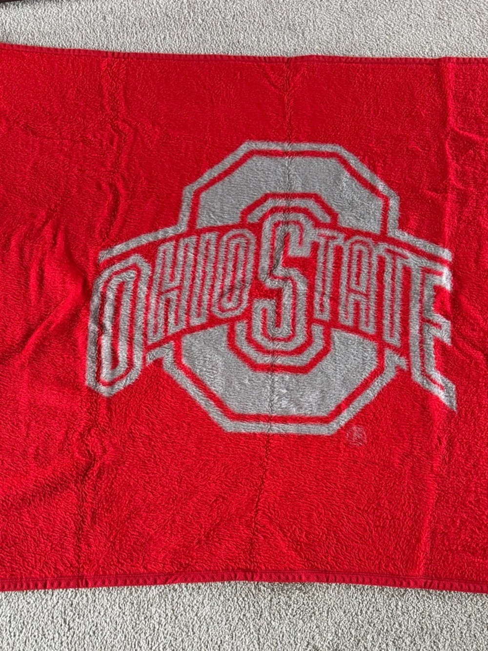 Ohio State Red Plush Logo Throw Blanket